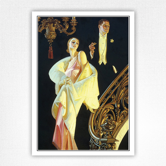 Arrow Collars advert (Couple Descending a Staircase) - J.C. Leyendecker - c1925