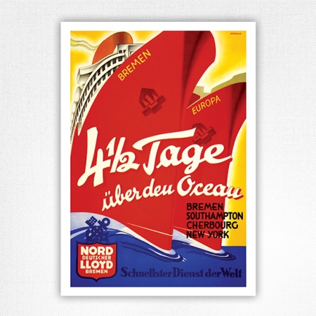 Nord Deutscher Lloyd Bremen poster 4 1/2 tage uber den Ocean - Arnold - 1932