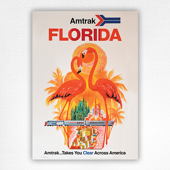 Amtrak Florida poster - US railway poster - David Klein - c1965