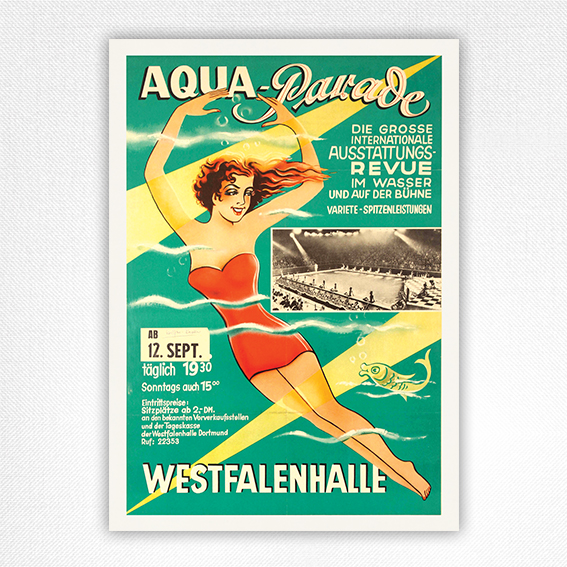 Aqua Parade poster Westfalenhalle - vintage swimmwear advert - c1930s