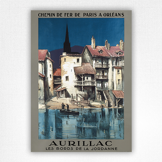 Aurillac travel poster Les Bords de la Jordanne - Charles Alo - 1928