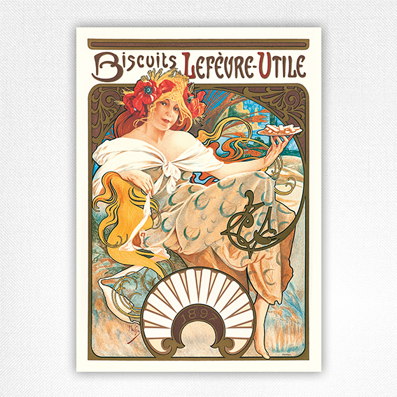 Lefévre-Utile Biscuits poster calendar - Alphonse Mucha - 1897