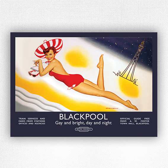 Blackpool Gay & Bright poster - Vintage Blackpool travel poster - Dickens - 1952