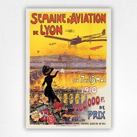 Semaine d'Aviation de Lyon poster - Vintage Aviation Poster | Charles Tichon 1910