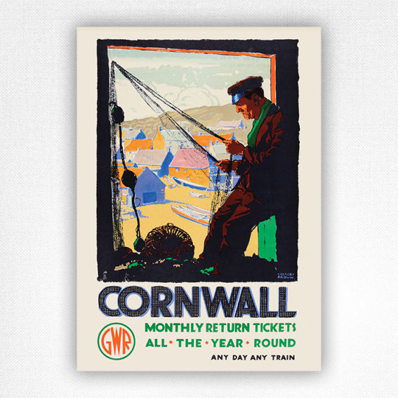 Cornwall GWR railway poster - Brown - 1930