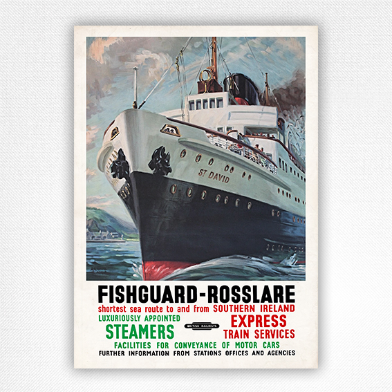 Fishguard-Rosslare poster - vintage BR poster - Arthur G Mills - 1952