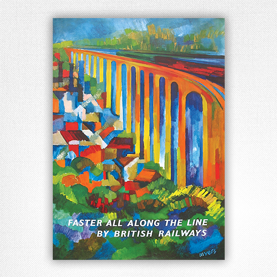 Faster all along the line by British Railways poster - B Myers - c1950