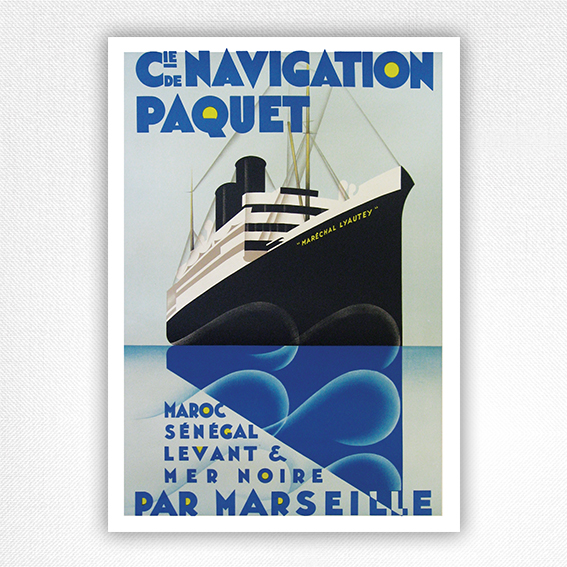 Cie de Navigation Paquet poster - Marseille travel poster - M Ponty - 1930