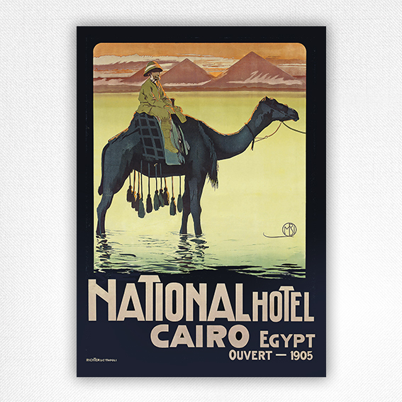 National Hotel poster - Cairo Egypt travel poster - Mario Borgoni - 1905