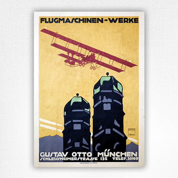 Flugmaschinen-Werke poster - Ludwig Hohlwein - vintage aviation poster 1913