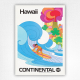 Hawaii Continental Airlines poster - Rainbow Surfer - USA - 1969