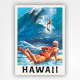 Hawaii surfing poster - vintage Hawaii poster - Chas Allen - c1950