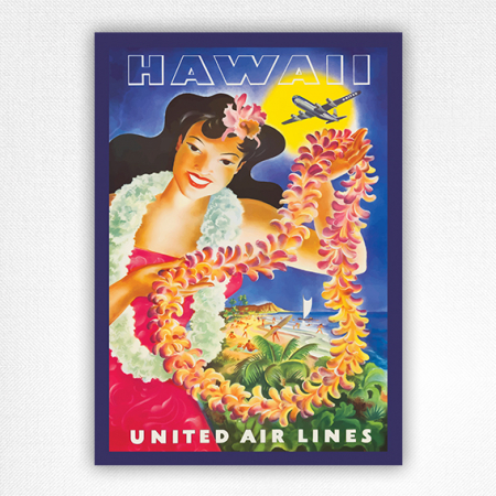 Hawaii United Air Lines poster - vintage Hawaii travel poster - Joseph Feher - c1950