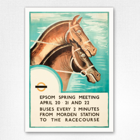 Epsom Horse Racing Poster | Vintage Horse Racing Poster | Bradshaw 1935