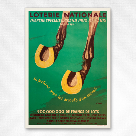 1951 Loterie Nationale poster - vintage horse poster - Ernst