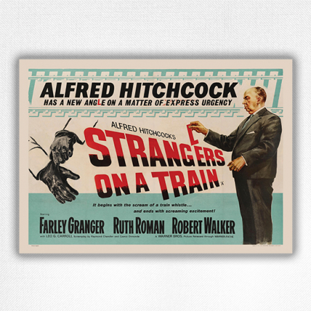 Strangers on a Train film poster - Alfred Hitchcock - 1951 - British Quad V2