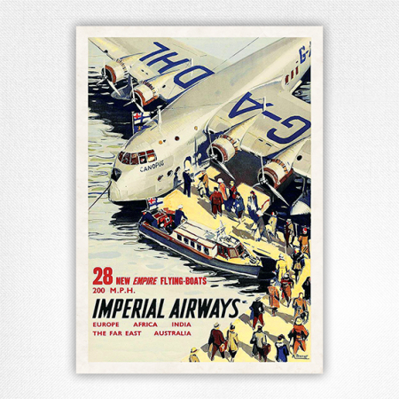 1937 Imperial Airways poster - 28 New Empire Flying Boats - Brenet