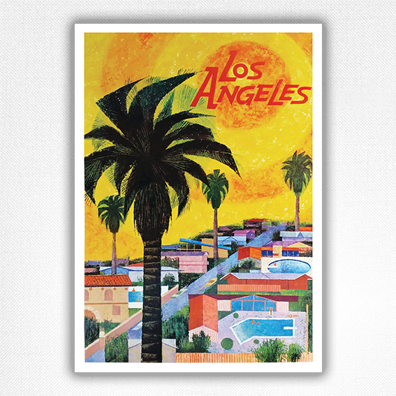 Los Angeles poster Fly TWA Jets airline poster - David Klein - Swimming Pools