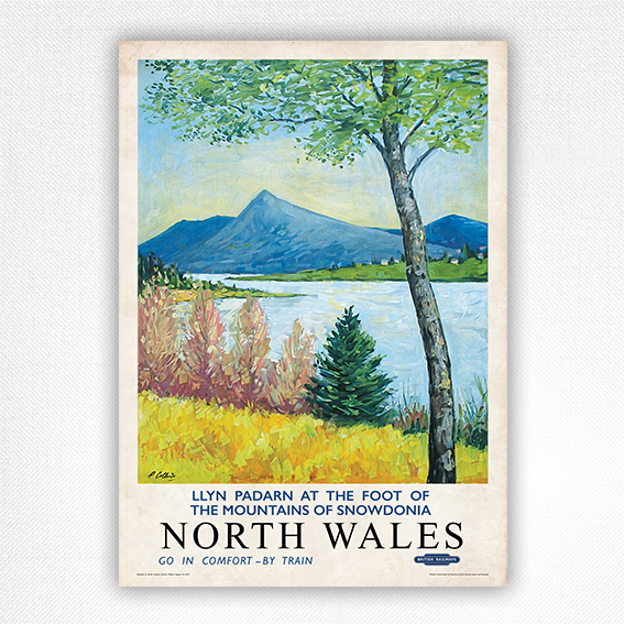 Llyn Padarn poster - Snowdonia North Wales poster - Collins - 1957