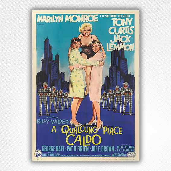 A Qualcuno Place Caldo film poster - Marilyn Monroe Some Like It Hot print - Olivetti -1959