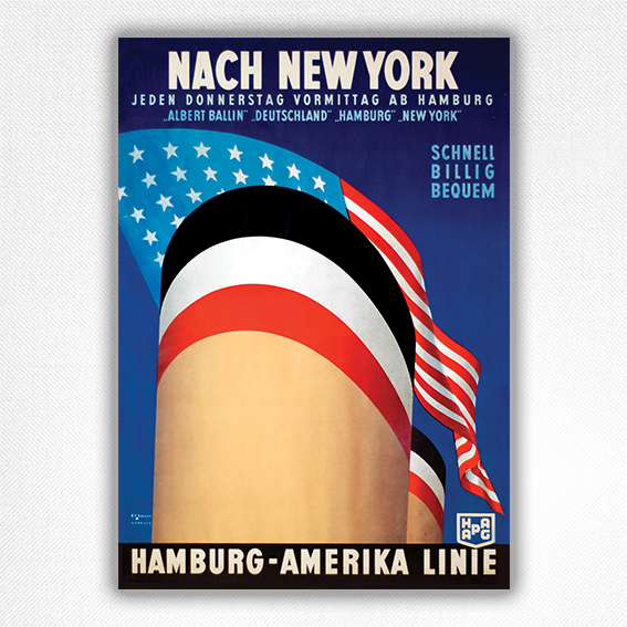 Nach New York poster - Hamburg-Amerika Linie - Paul Theodore Etbauer - 1927