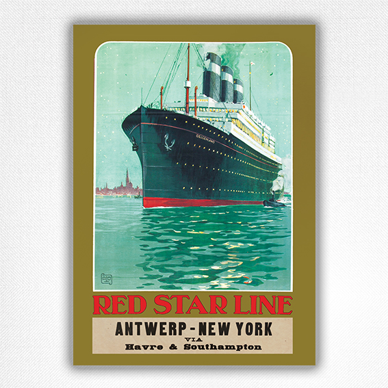 Red Star Line Antwerp-New York poster - Alo - c1920