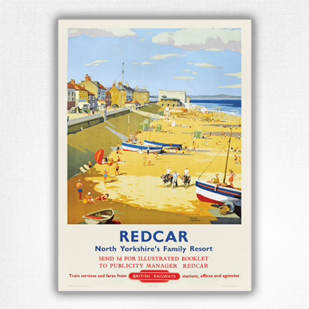 Redcar railway poster - vintage Redcar travel poster - Frank Sherwin - 1958