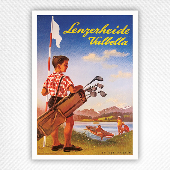 Lenzerheide Valbella poster - vintage golf poster - Franz Gygax - 1950