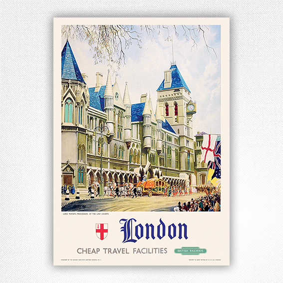 London poster Lord Mayor's Procession at the Law Courts - J Berry - c1930
