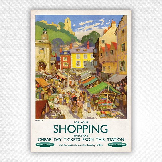 For Your Shopping poster Market Day - vintage BR poster - Jack Merriot - 1953