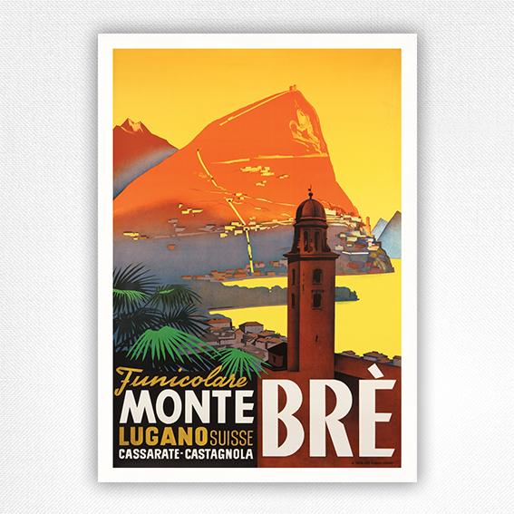 Mont Bré poster - Lugano Vintage Travel Poster - Otto Ernst - 1930