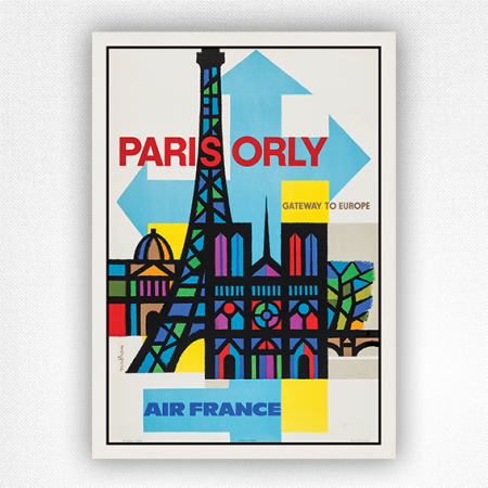 Paris Orly poster - Air France poster - vintage airline travel poster - Nathan
