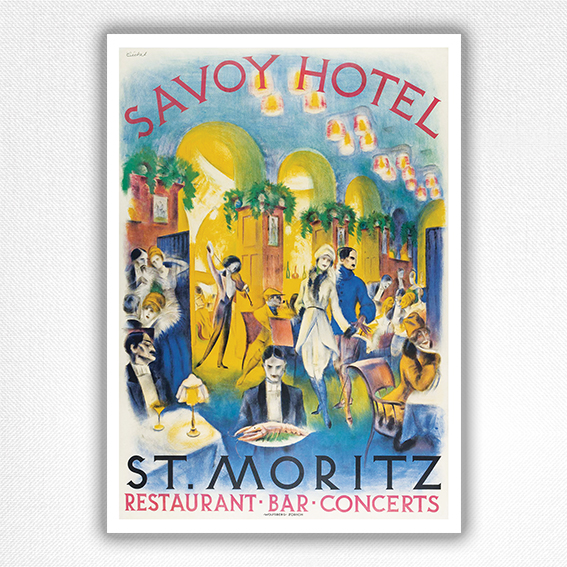 Savoy Hotel poster - St Moritz poster - Karl Bickel - 1918