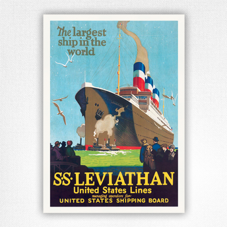 SS Leviathan poster - United States Lines poster print - c1920