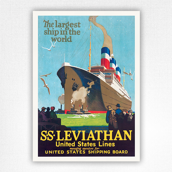 SS Leviathan poster - United States Lines poster print - c1920