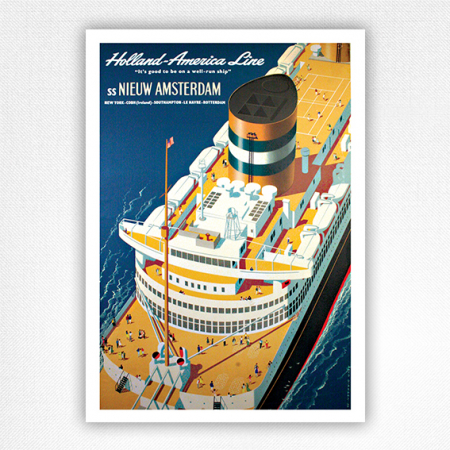 Nieuw Amsterdam poster Holland-America Line poster - Dirkcen - 1954