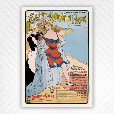 Saint-Quentin Plage poster - Somme travel poster - Bac - 1897
