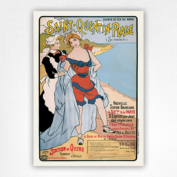 Saint-Quentin Plage poster - Somme travel poster - Bac - 1897
