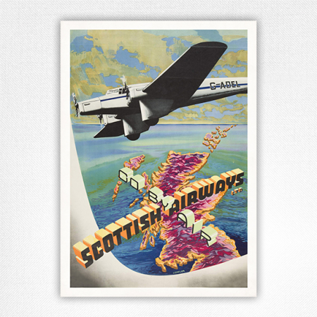 Scottish Airways poster Go By Air - vintage aviation poster - Leffler - c1937