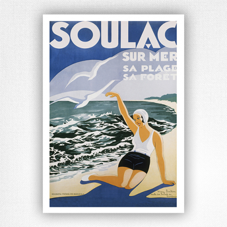 Poster Vintage Soulac Plage RF14 - Haute Qualité 40x60cm - Affiche Rétro - Neuf