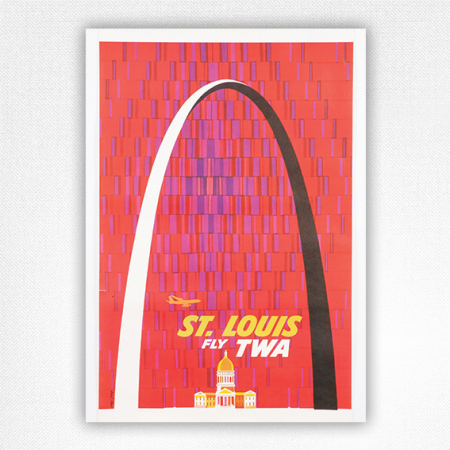 St Louis by TWA poster - vintage airline poster - David Klein - c1961