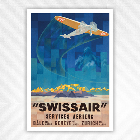 Swissair Services Aériens Poster - Vintage Airline Poster - Carl Moos 1933