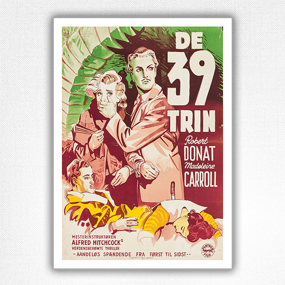De 39 Trin poster - The 39 Steps film poster - Jungvald - Danish - 1935