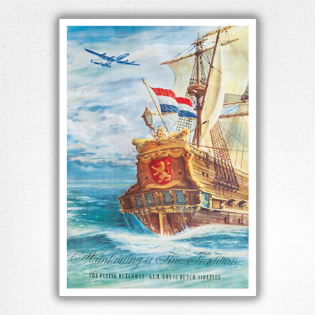 KLM The Flying Dutchman poster - Vintage Aviation Poster - van Heusden 1953