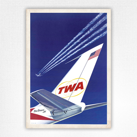 Fly TWA Boeing 707 poster - David Klein - 1959 Textless version