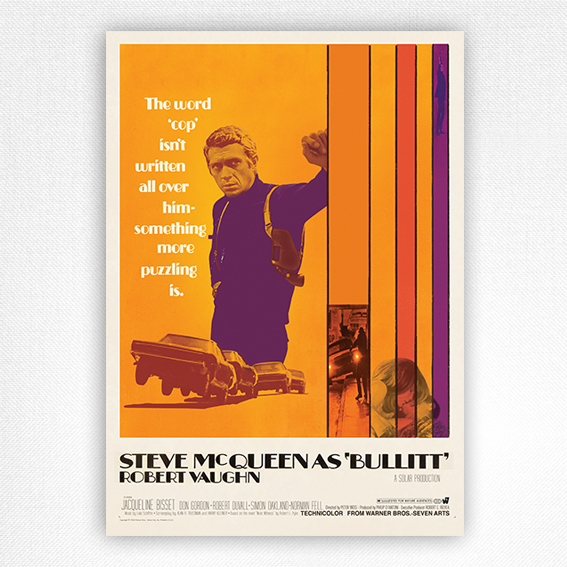 Steve McQueen Bullitt Film Poster - 1968 Orange