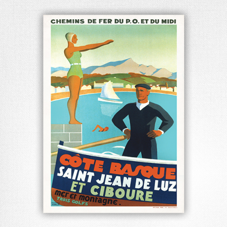 Cote Basque poster St Jean de Luz et Ciboure wall art - Ramiro Arrue - 1920