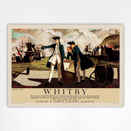 Captain Cook at Whitby poster - LNER railway poster - Doris Zinkeisen - 1935