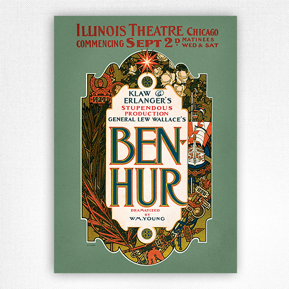 Ben Hur poster - Illinois Theatre - Vintage Theatre poster - Sept 2 1901