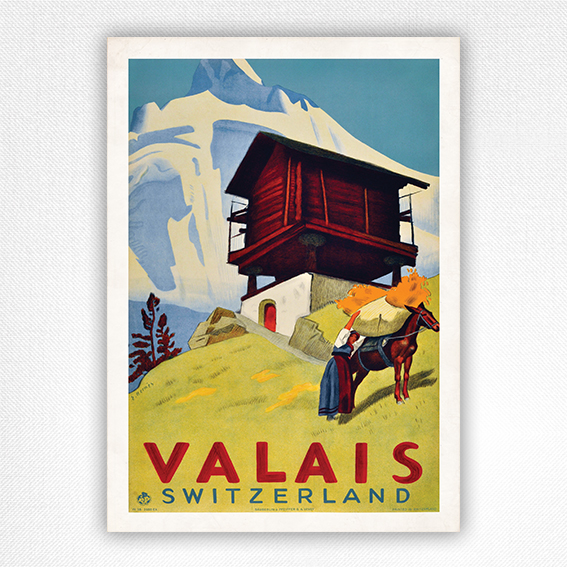 Valais Switzerland Travel Poster - Erich Hermès - 1934